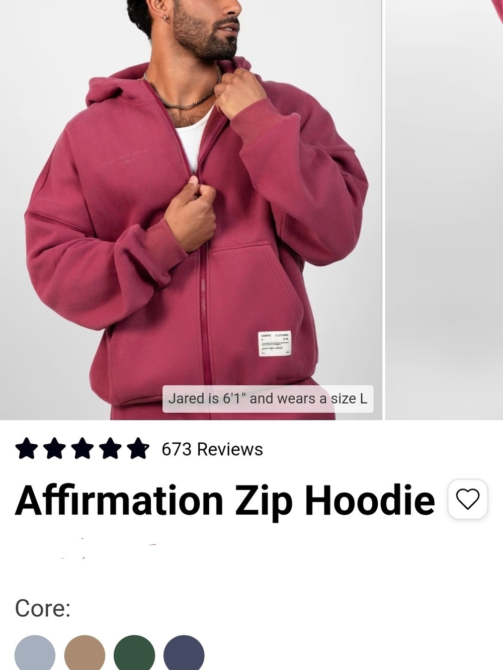 Affirmation Zip Hoodie - Berry - 2X